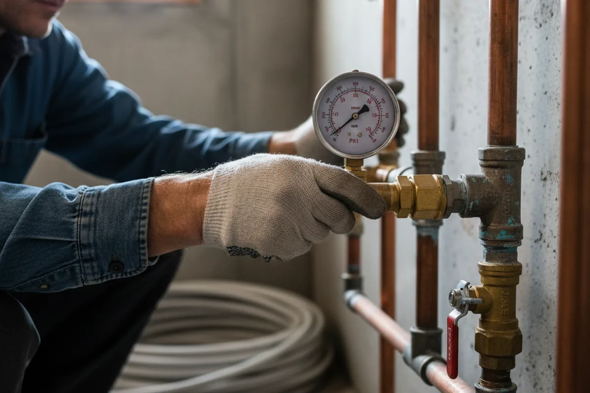Pressure testing a repaired line during Water Line Repair in Gwynedd